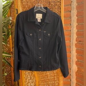 Faconnable Black Denim Jean Jacket Size Small Excellent Condition